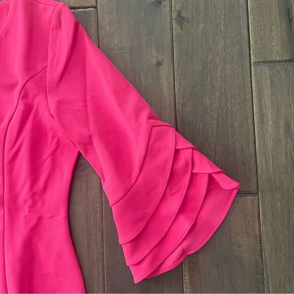 Nina Leonard Barbie Pink Dragon Fruit Bell Sleeve Dress M NWT - Picture 3 of 7